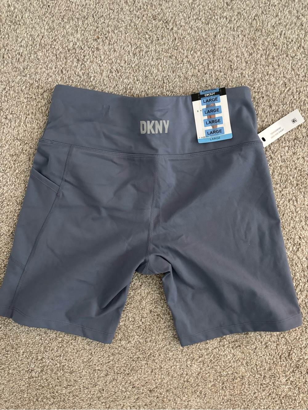 DKNY Slate Blue Seamless High-Rise Bike Shorts